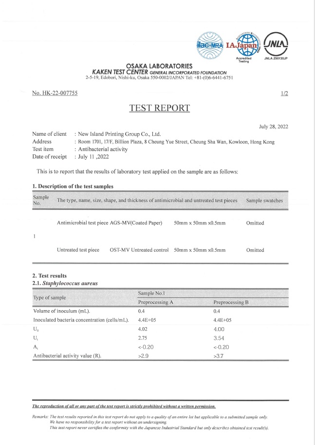 UOV - MV122 Antibacterial A1 (HK-22-007755)